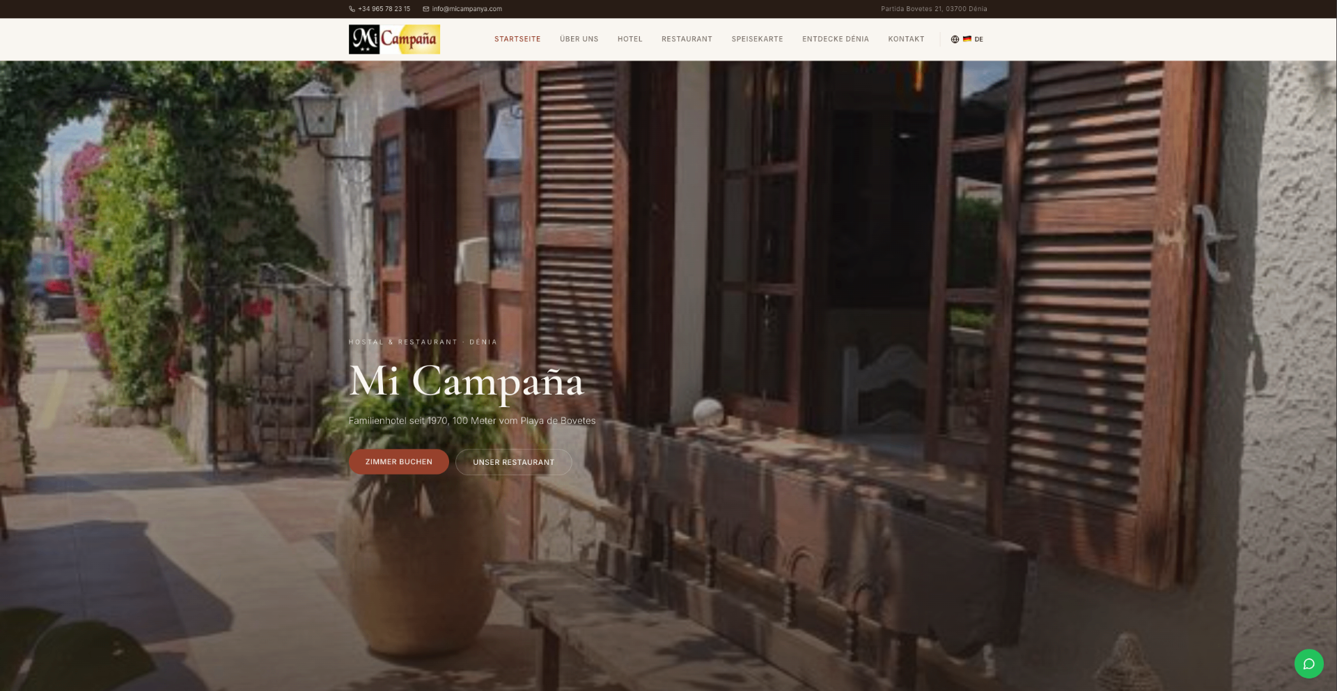 Mi Campaña Hotel — Full website redesign with SEO optimization and automated booking module with notifications